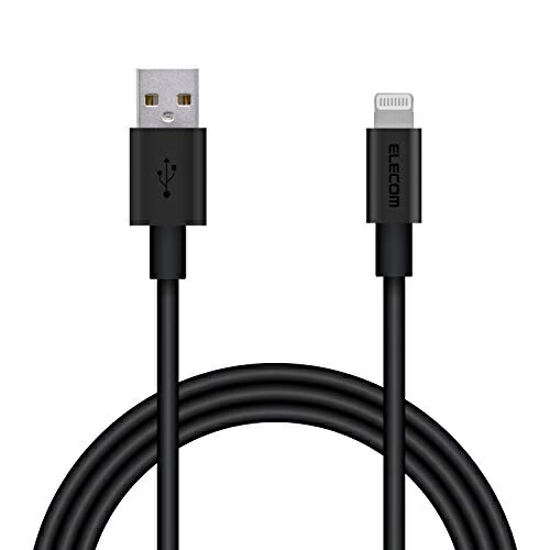 ELECOM Lightning Cable for iPhone Charging Cable with Aluminum Connector, Semi-High Durability, Apple Certified, 1m, Black MPA-UALPS10BK