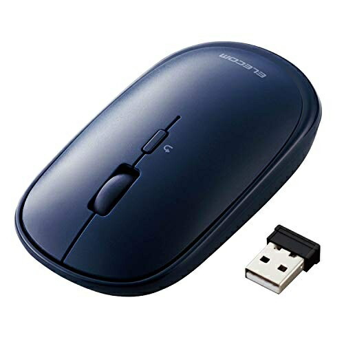ELECOM Wireless Mouse 2.4GHz Slint M-TM10DBBU Slim Quiet 4-Button with Presentation Mode Function Included Pouch Compatible with Windows and Mac Navy Blue