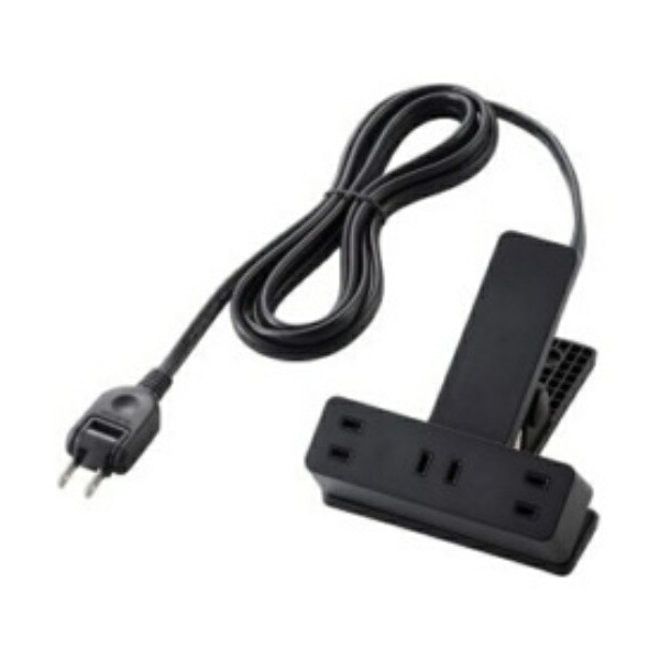ELECOM Clip Tap with Surge Protector and Dust Shutter, 3 Outlets, 2.5m, Black T-KF03-2325BK