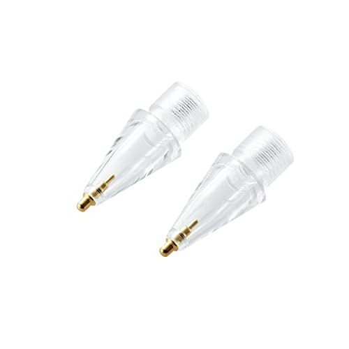 ELECOM Apple Pencil Replacement Tips [1st/2nd Generation USB-C Compatible] 2-Pack Metal Ultra-Fine 1mm Thickness Transparent Parallax Improvement Model Reduces Misalignment with Contact Point Clear P-TIPAP04CR