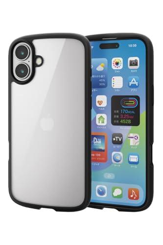 ELECOM iPhone 16 Plus Case Clear Shockproof Impact Absorption Frame Color Hybrid Slim Wireless Charging Lightweight Strap Hole Included Full-Circumference Air Cushion Strap Holder Sheet Included Black PM-A24BTSLFCBK