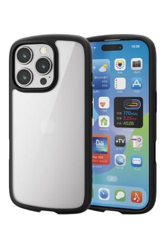 ELECOM iPhone 16 Pro Case Clear Shockproof Impact Absorption Frame Color Hybrid Slim Wireless Charging Compatible Lightweight Strap Hole Full-Circumference Air Cushion Strap Holder Sheet Included Black PM-A24CTSLFCBK