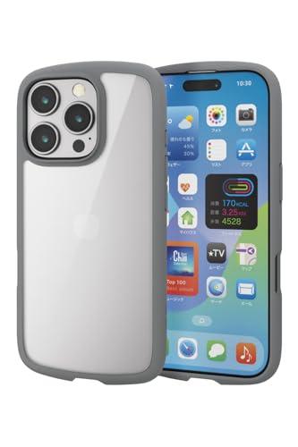 ELECOM iPhone 16 Pro Case Clear Shockproof Impact Absorption Frame Color Hybrid Slim Wireless Charging Compatible Lightweight Strap Hole Included Full-Perimeter Air Cushion Strap Holder Sheet Included Gray PM-A24CTSLFCGY