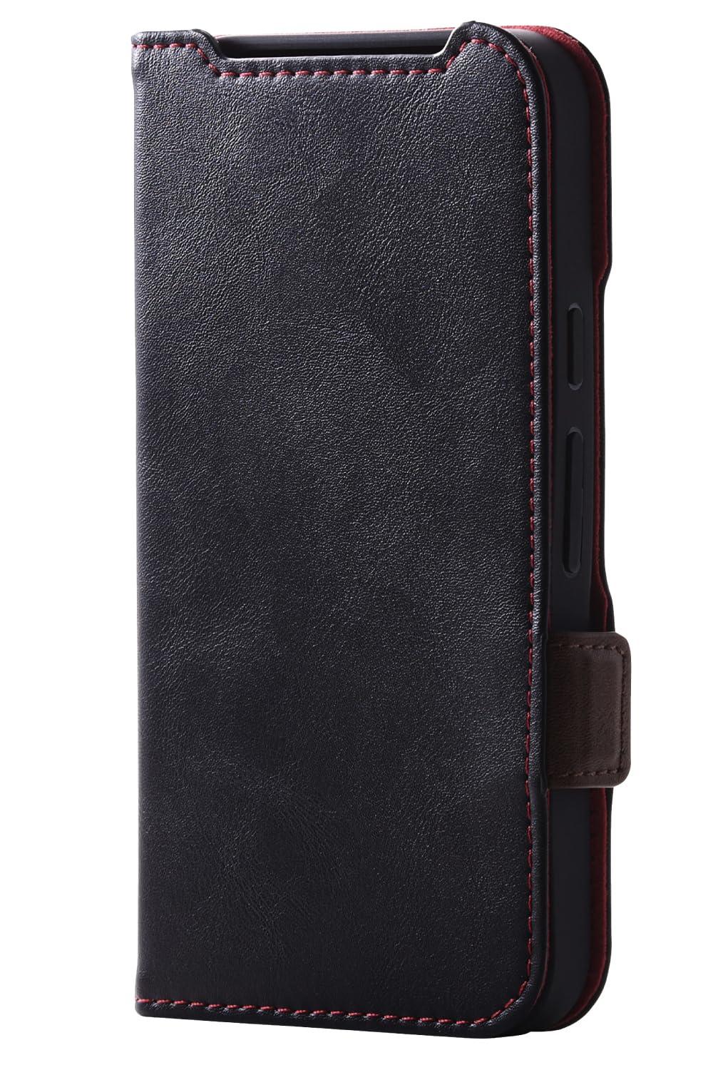 ELECOM Google Pixel 9 / 9 Pro Case Leather Cover Wallet-Style Magnetic Flap Shock Absorption Wireless Charging Compatible Strap Hole Included Stand Function Card Storage (2 Pockets) Black PM-P242PLFYBK