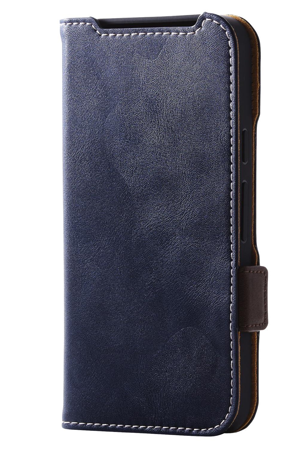 ELECOM Google Pixel 9 / 9 Pro Case Leather Cover Wallet-Style Magnetic Flap Shock Absorption Wireless Charging Compatible Strap Hole Included Stand Function Card Storage (2 Pockets) Navy PM-P242PLFYNV