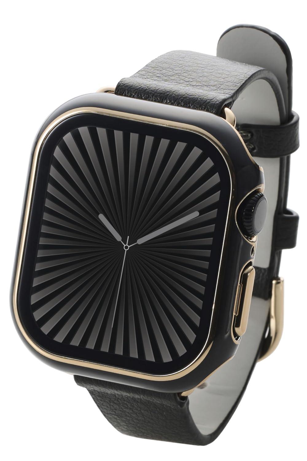 ELECOM Apple Watch Case [42mm] Series 10 Full Cover Case &me Premium Glass Gold Line Charcoal Gray AW-24BFCGJGY