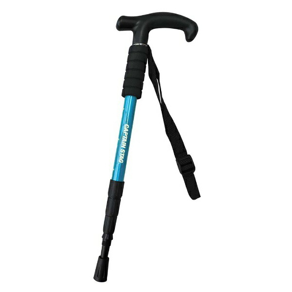 CAPTAIN STAG Hiking Trekking Pole T-Grip Compact 4-Section Telescopic Blue FEEL BOSCO UM-2314