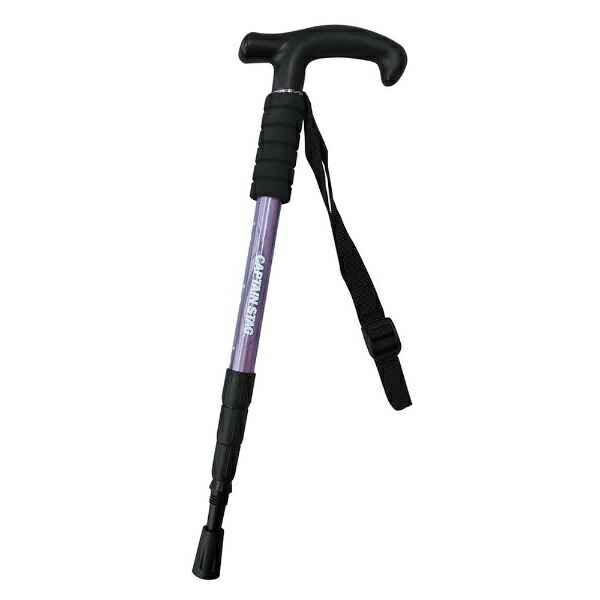 CAPTAIN STAG Hiking Trekking Pole T-Grip Compact 4-Section Telescopic Purple FEEL BOSCO UM-2316