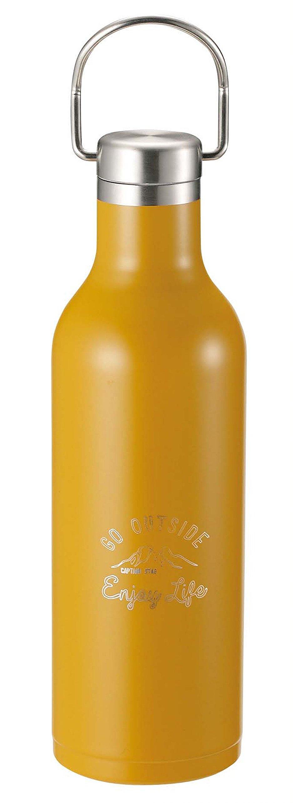 CAPTAIN STAG Sports Bottle Water Bottle Direct Drink Double Stainless Steel Bottle Vacuum Insulated Heat Retention/Cold Retention Hanger Bottle 480ml Yellow Monte UE-3426