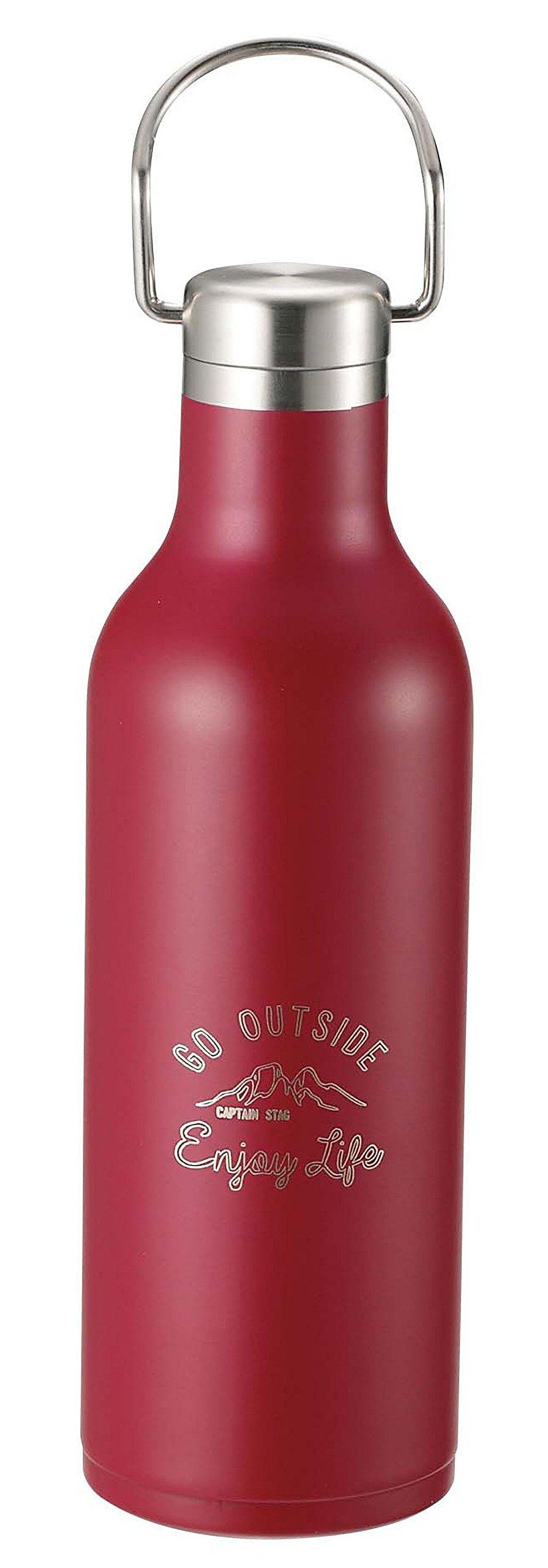 CAPTAIN STAG Sports Bottle Water Bottle Direct Drink Double Stainless Bottle Vacuum Insulated Heat Retention/Cold Retention Hanger Bottle 480ml Red Monte UE-3427