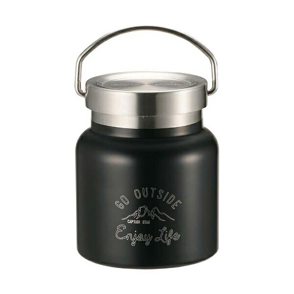 CAPTAIN STAG Food Pot Food Container Water Bottle Double Stainless Steel Bottle Vacuum Insulated Hot/Cold HD Food Pot 280ml Black Monte UE-3437