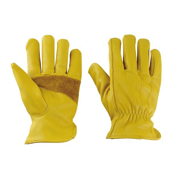 CAPTAIN STAG Outdoor Camping BBQ Gloves Leather Gloves Outdoor Soft Leather Gloves Thick Lined One Size Fits All UM-1920 Yellow