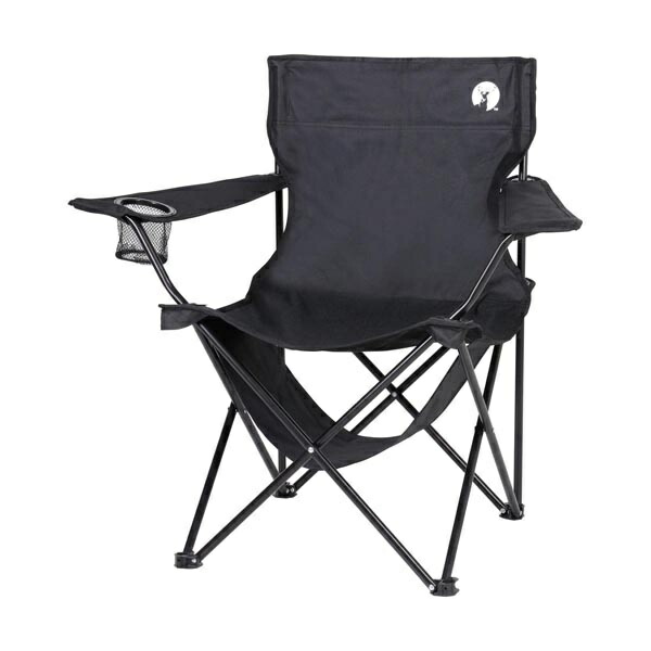 CAPTAIN STAG Outdoor Chair Lounge Chair with Shelf Mock and Drink Holder Black UC-1827