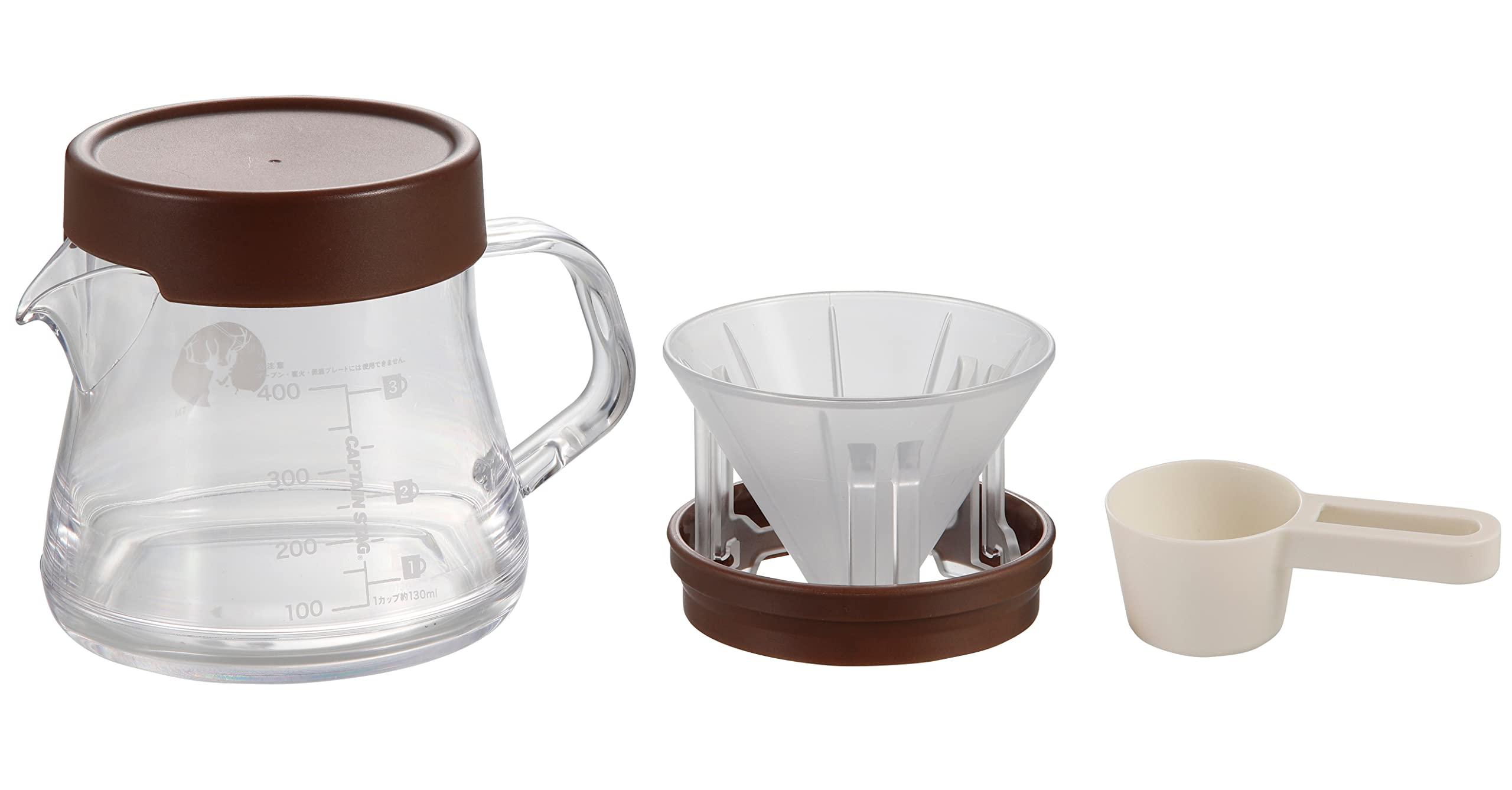 CAPTAIN STAG Coffee Dripper Set Coffee Server Pop-Up Dripper Set Shatter-Resistant 470ml Made in Japan Includes Mesh Case UW-3550 Clear