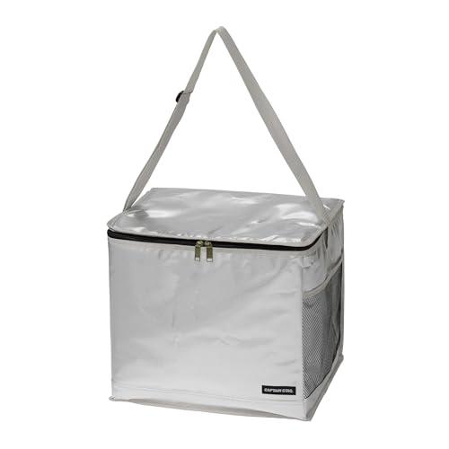 CAPTAIN STAG Insulated Cooler Bag, Foldable Storage, Double Flap Cooler Bag, 30L Capacity, Silver Delis UE-653