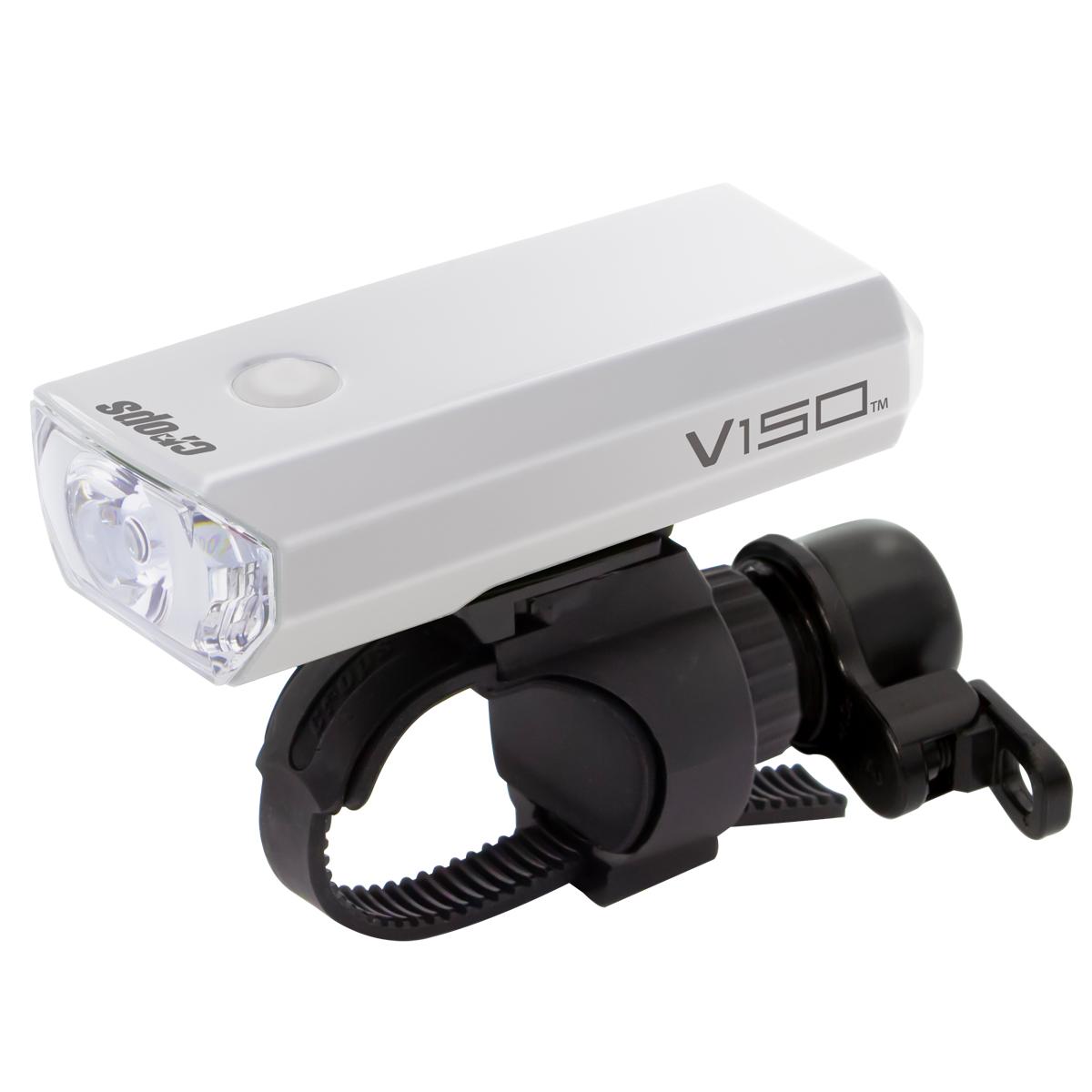 Crops V150 Sport Bell Set LED Headlight | AA Batteries 150 Lumens Headlight Brass Bell C1R04-02B-0254 (White)