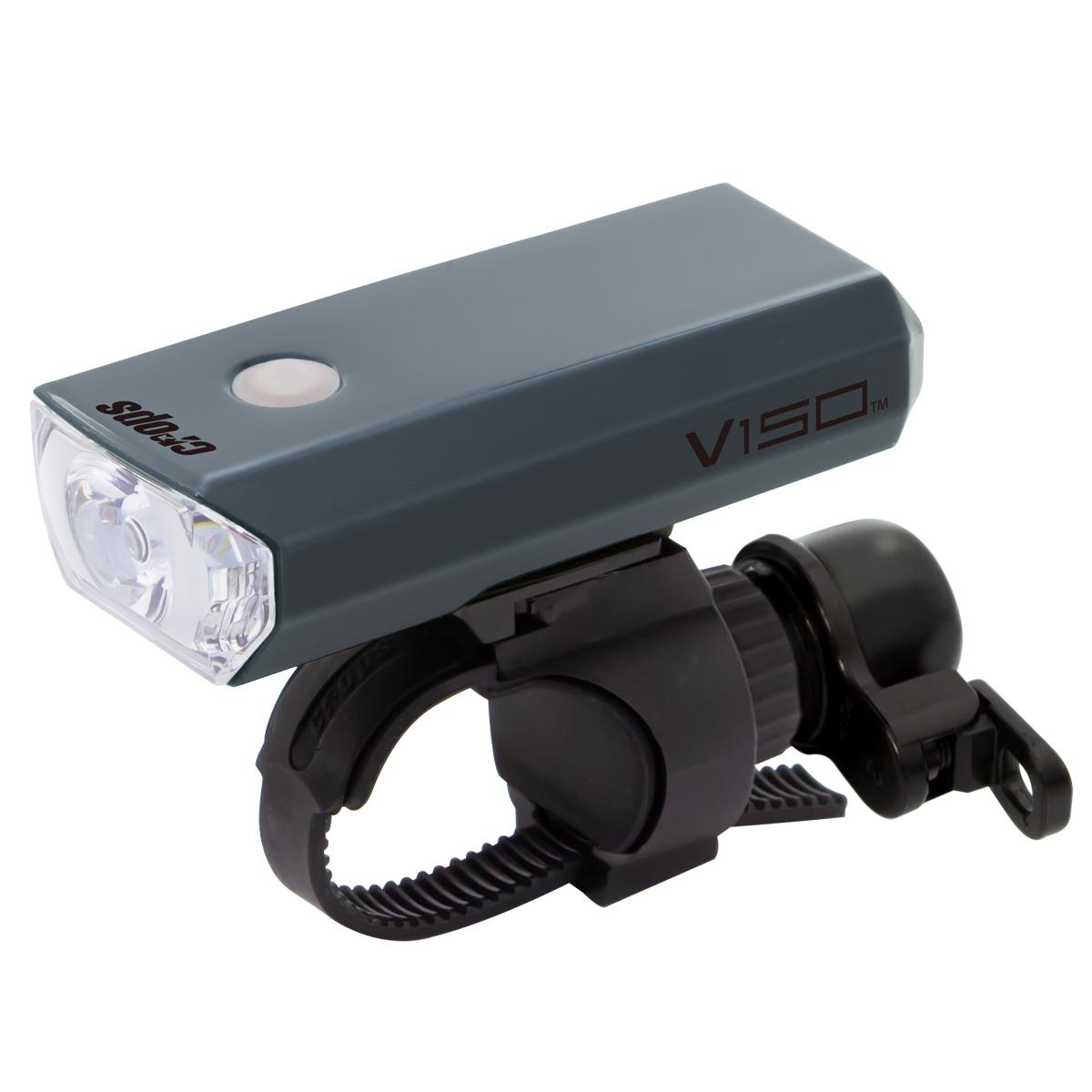 Crops V150 Sport Bell Set LED Headlight | AA Batteries 150 Lumens Headlight Brass Bell C1R04-17B-0278 (Gray)