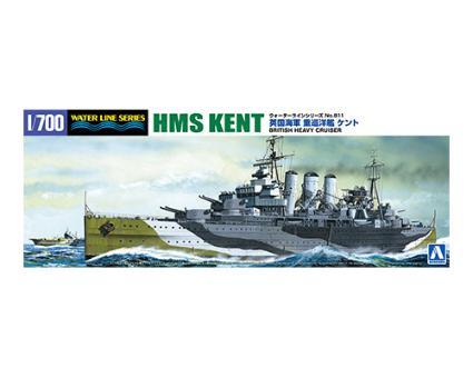 Aoshima Cultural Textbook Co., Ltd. 1/700 Waterline Series No.811 British Heavy Cruiser HMS Kent Plastic Model Kit (Ship)
