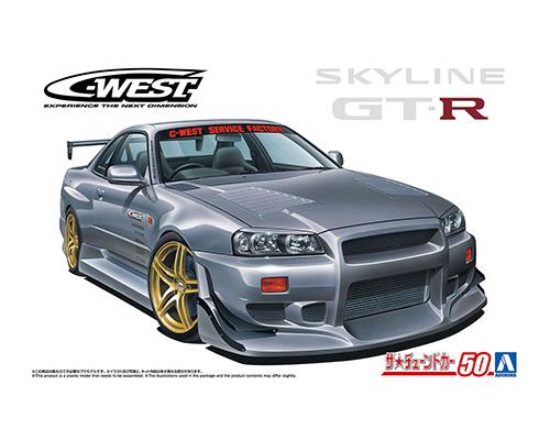 Aoshima Cultural Textbook Co., Ltd. 1/24 The Tuned Car Series No.50 Nissan C-WEST BNR34 Skyline GT-R '02 Plastic Model Kit (Automobile)