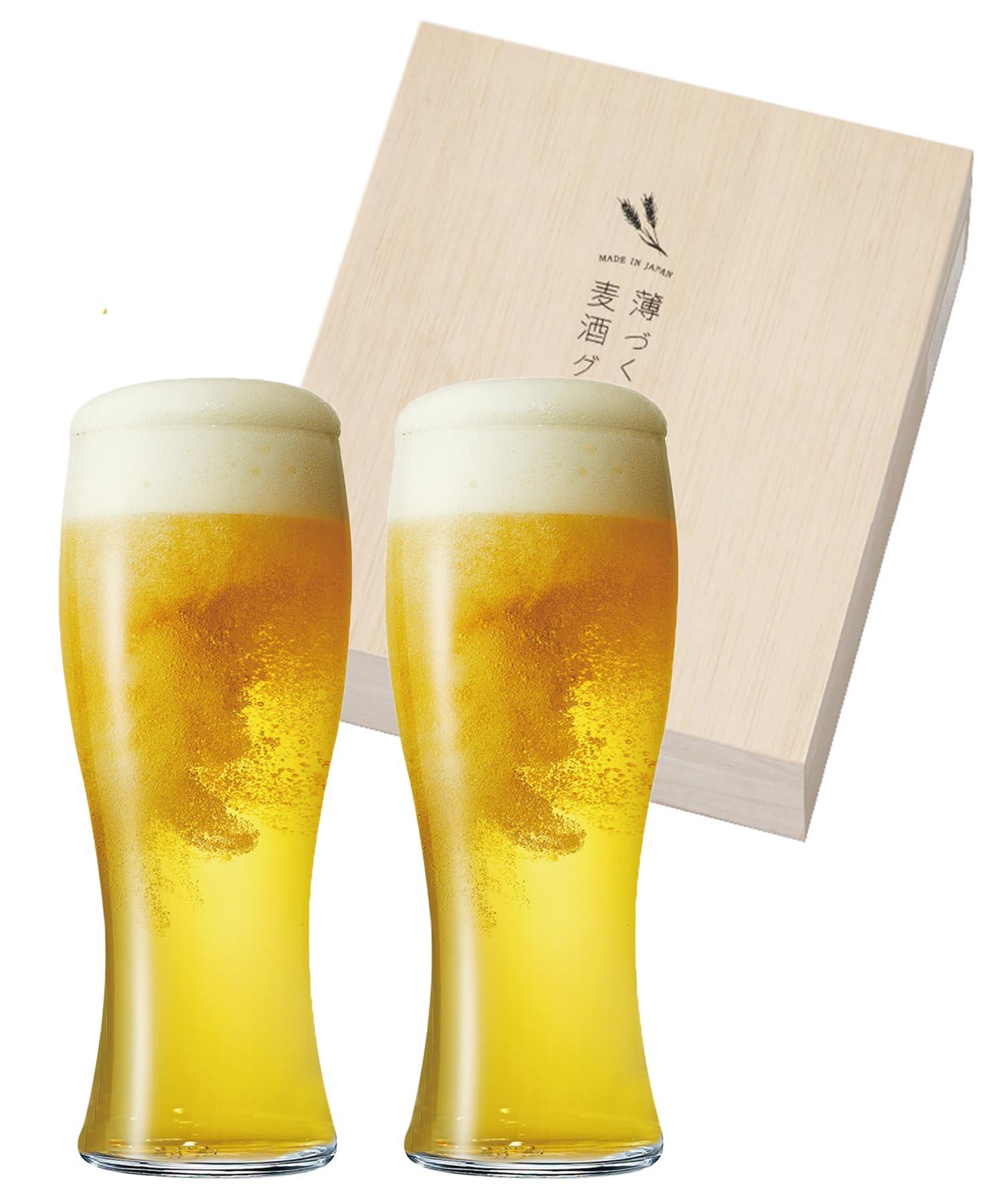 Toyo Sasaki Glass Authentic Glass Set for Enjoying Alcohol Thin-Walled Beer Glass Set 395ml Made in Japan Dishwasher Safe Shatter-Resistant Beer Glass Glass Cup Glass Cup Thin Gift Present Gift Item Wooden Box Included G096-T284