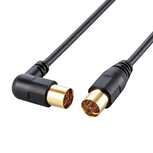 ELECOM Antenna Cable 2.5C Slim Type F-Type Connector Plug-in L-Shaped - Plug-in Straight Type 10m Black AV-ATLS100BK