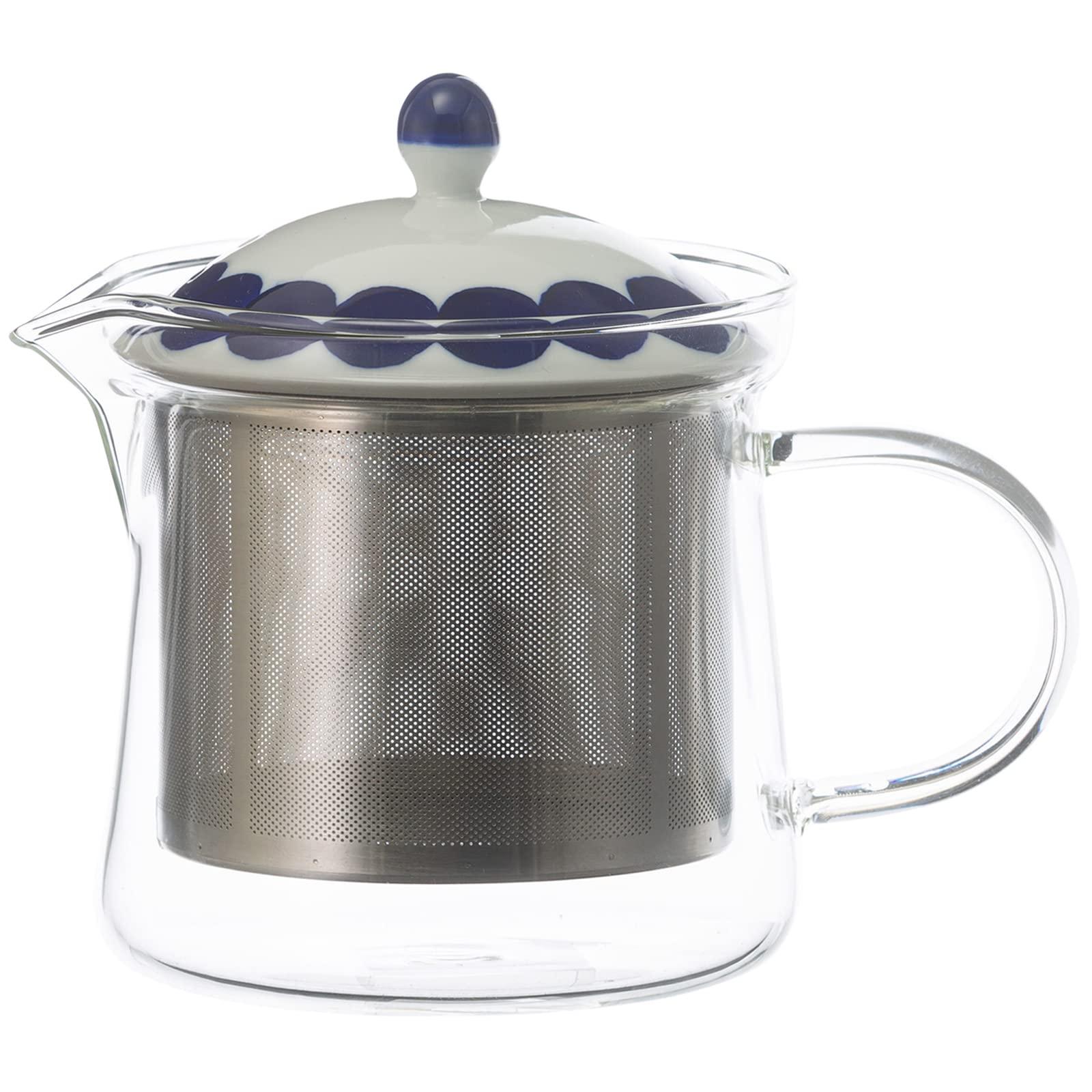 Saikai Pottery Hasami Ware Issho Pottery Glass Teapot Small Approx. 425ml (Includes Super Stainless Tea Strainer) Corie Blue Made in Japan 20496