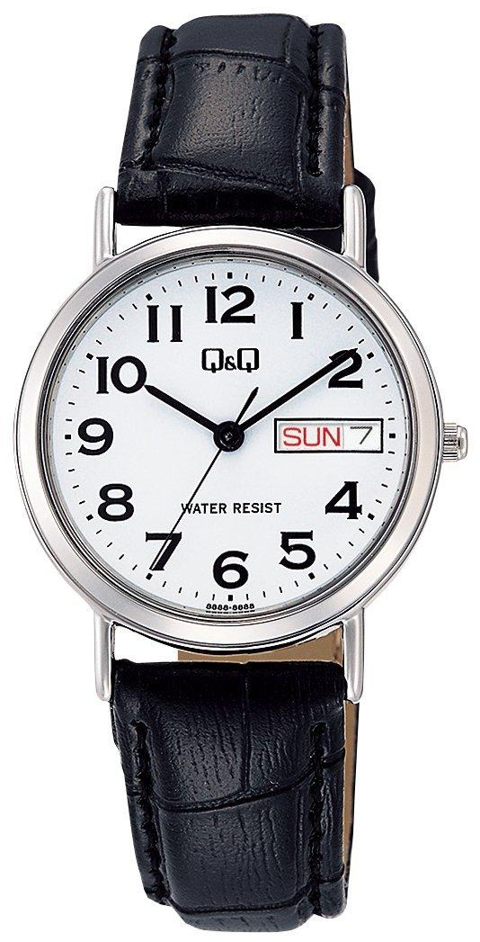 [Citizen Q&Q] Analog Watch, Water-Resistant, Date & Day Display, Leather Strap, A203-304, Women's, White
