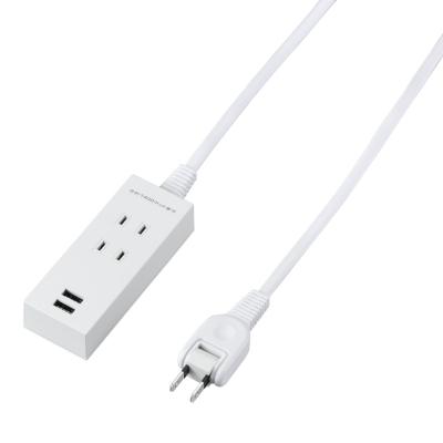 YAZAWA Dual-Socket USB Tap, 2 Outlets, 2m, White H14022UWH