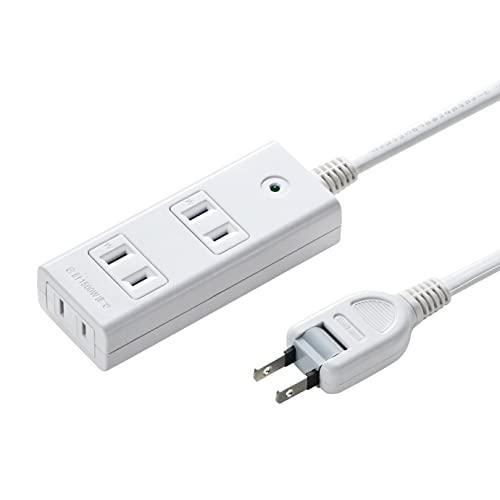 Sanwa Supply Power Strip, 3 Outlets, 2P, 2m, with Surge Protection, Dust-Proof Shutters, and Rear Magnet, Easy-to-Route Swing Plugs, White, TAP-SP2113MG-2WN