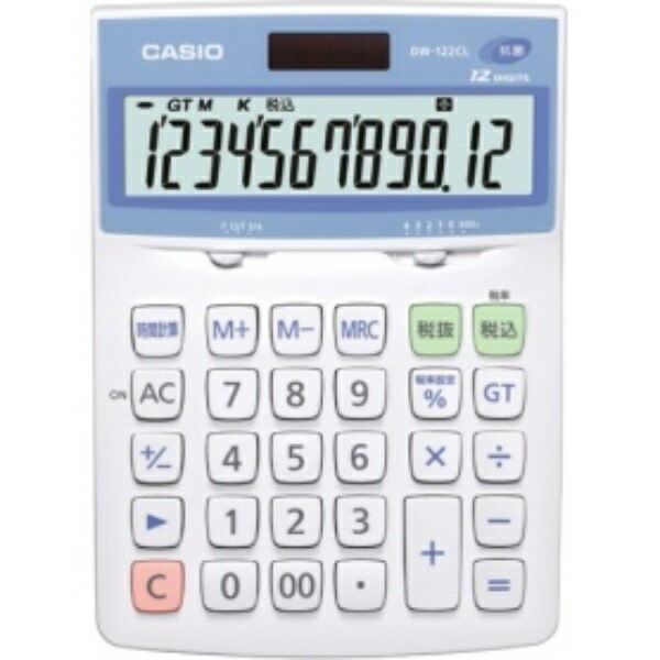 Casio Antibacterial Calculator, 12-digit, Desk Type DW-122CL-N, 1 unit