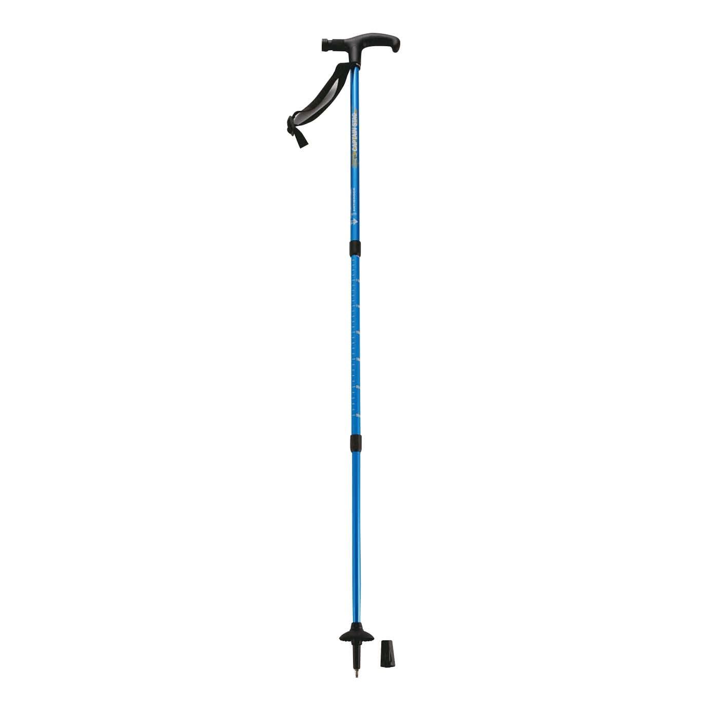 CAPTAIN STAG Trekking Pole Trekking Stick with Switch-On LED Light T-Grip 3-Section Telescopic Anti-Shock System Blue FEEL BOSCO M-9844