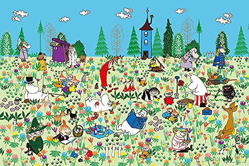 Yanoman 1000-Piece Jigsaw Puzzle: Moomin - Picnic in the Flower Garden (50x75cm) 10-1398 Includes: Piece Request Postcard, Glue, Spatula, Service Card, Jigsaw Puzzle Instructions