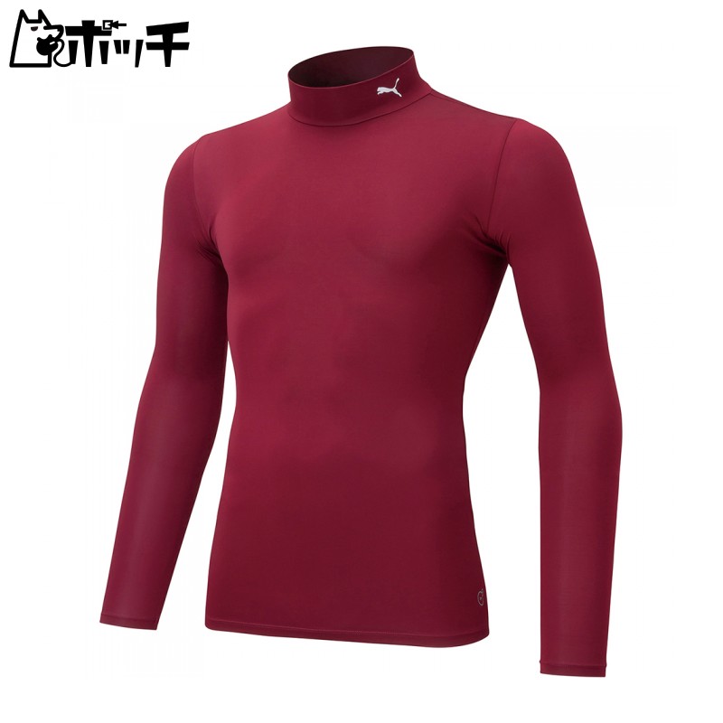 [PUMA] Compression Inner Shirt Long Sleeve High Neck Innerwear Compression Mock Neck LS Shirt 656332 Men's Fall/Winter 2024 Color Cordovan (09) XL