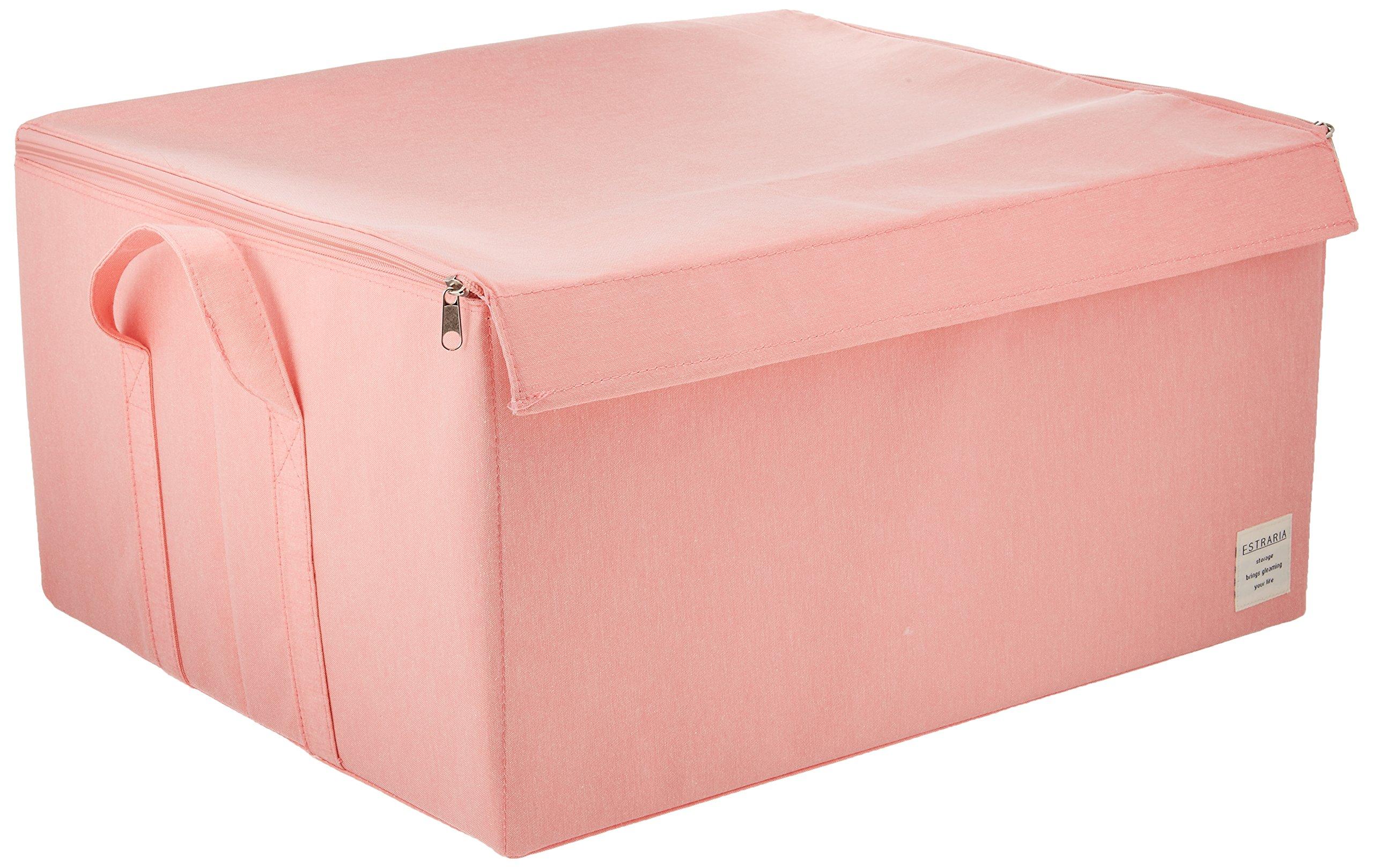 Toyo Case Strelia Nature Case Storage Box with Lid LL Size Width 53 x Depth 43 x Height 27cm Pink ESTN-CBLL-PK