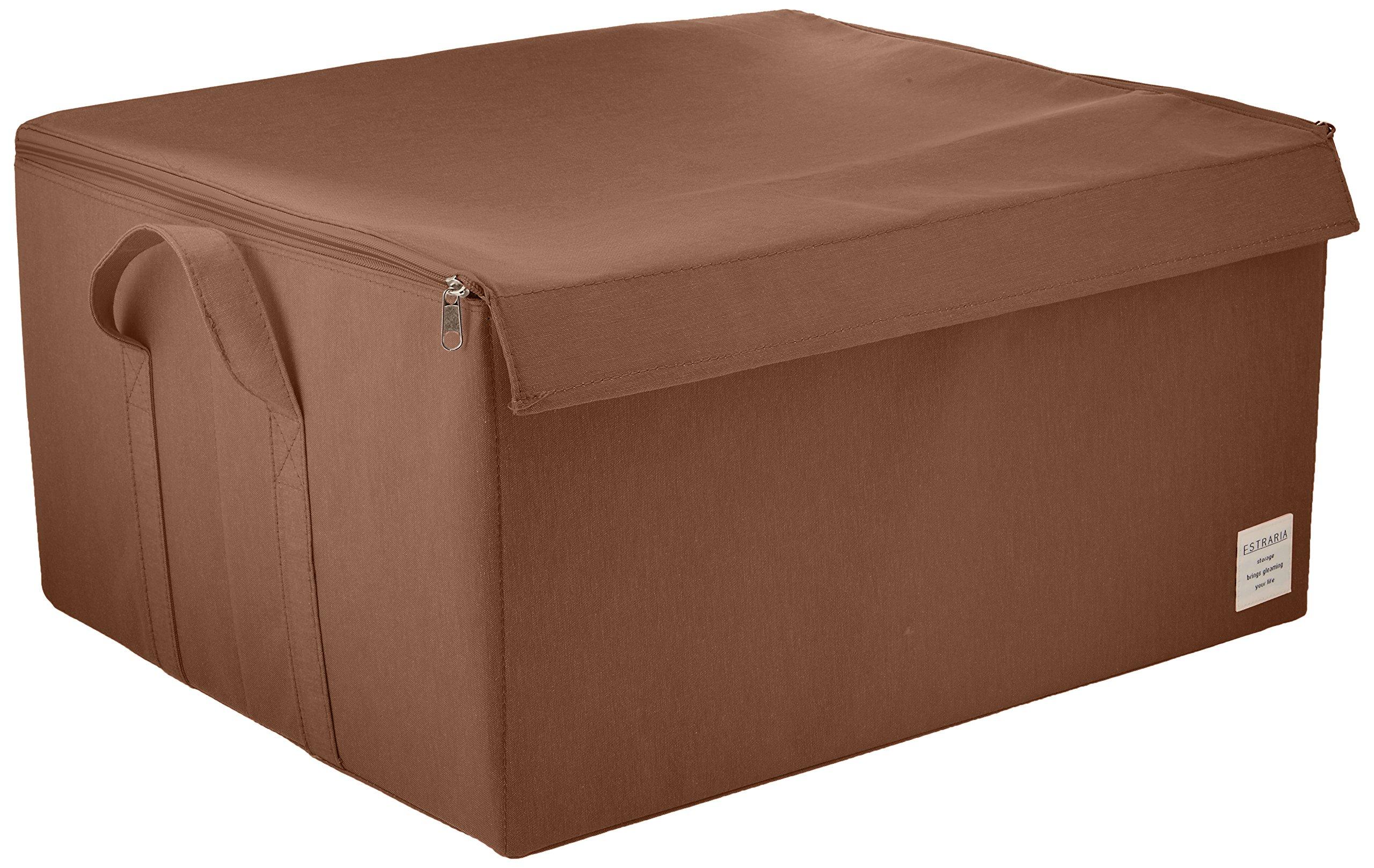 Toyo Case Strelia Nature Case Storage Box with Lid LL Size Width 53 x Depth 43 x Height 27cm Brown ESTN-CBLL-BR