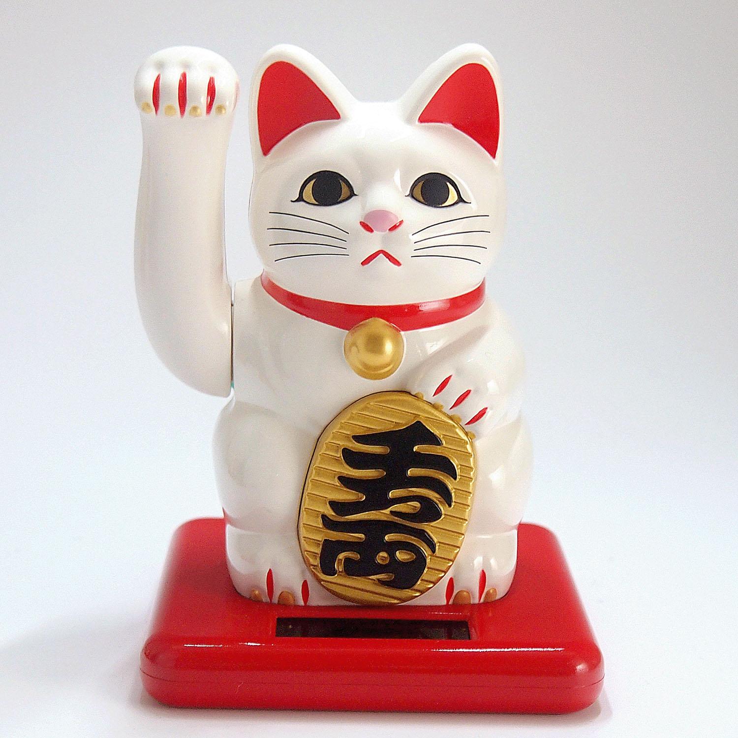 Mini Solar Maneki-neko (White)