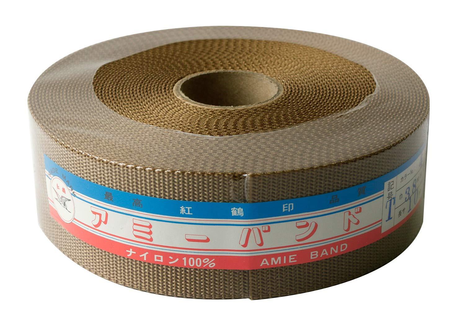 Nippon Chuko NBK Thin Ami Tape 38mm Width × 10m Roll Approx. 1mm Thickness Dark Beige AMT38-4