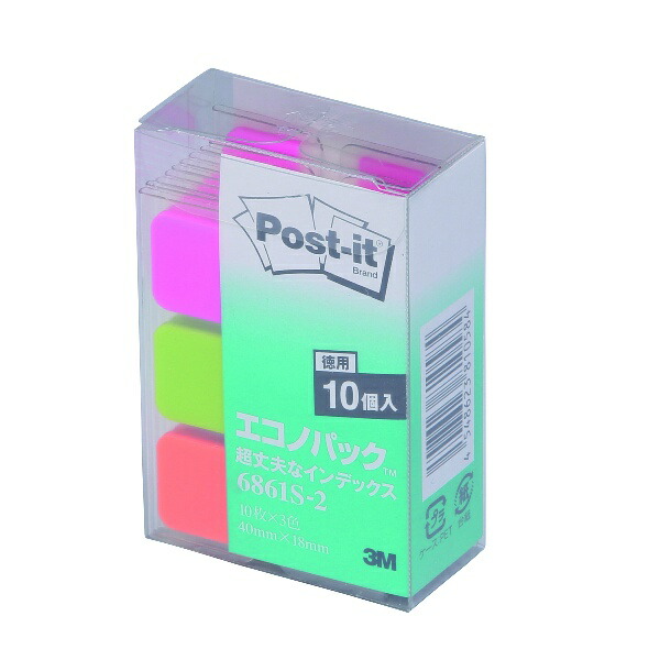 Post-it Film Sticky Notes Extra Strong Thick Pink Green Orange 40×18mm 10 sheets × 3 colors × 10 packs 6861S-2