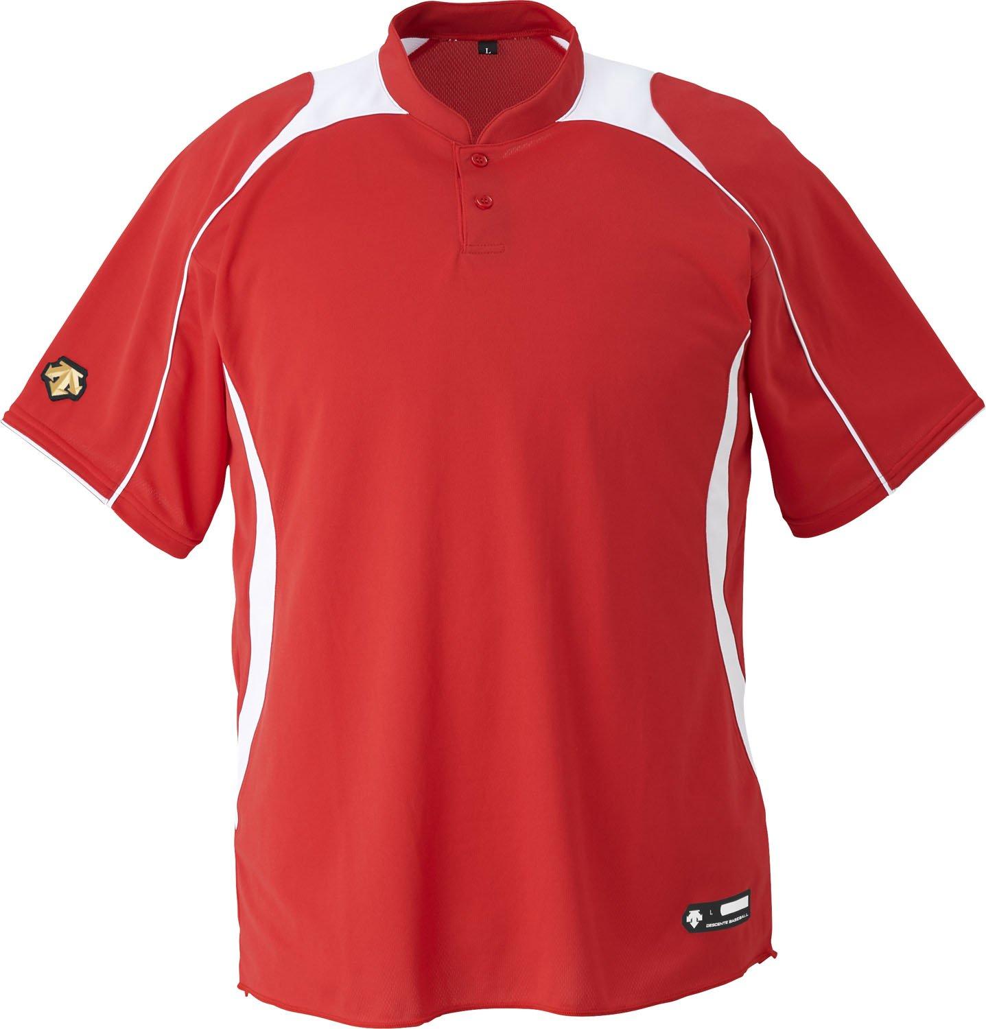 DESCENTE Baseball Junior Stand Collar 2-Button Baseball Shirt Red × White 130cm JDB110B