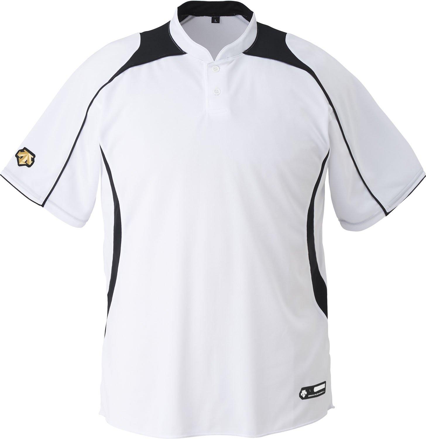 DESCENTE Baseball Junior Stand Collar 2-Button Baseball Shirt White × Black 160cm JDB110B