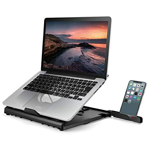 ELECOM Laptop Stand, Foldable, 8-Level Height Adjustment, Smartphone Holder Included ~Compatible with Laptops up to 15.6 inches Folded Dimensions: Width 280 × Depth 280 × Height 26 mm Load Capacity: 10 kg Black PCA-LTS8BK
