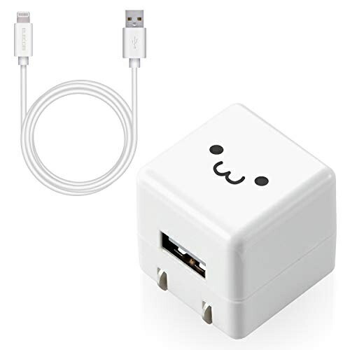 ELECOM USB Wall Charger 5W Type-A Port ×1 Lightning Cable (A-L) 1.0m  White Face MPA-ACL04WF
