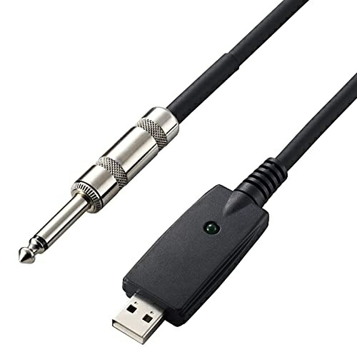 ELECOM Shielded 3m Instrument Cable USB-A to φ6.3mm Black DH-SHU30BK