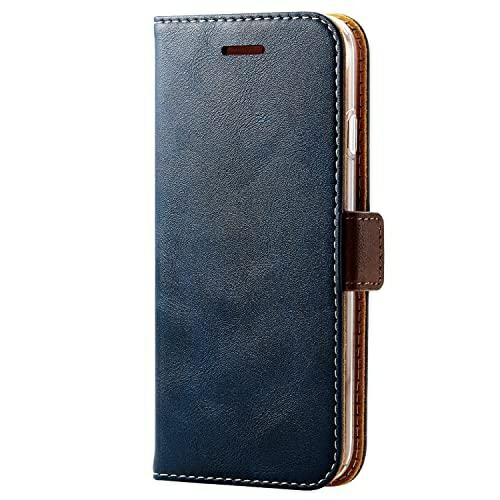 ELECOM iPhone SE (2nd/3rd Generation) / 8 / 7 Case Wallet-Style Leather Shock-Resistant Stitched Navy PM-A22SPLFYNV