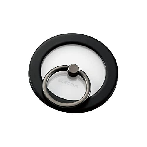 ELECOM Smartphone Ring Magnet Drop Prevention Clear [For MagSafe-Compatible iPhones (iPhone 13/12)] MAGKEEP Series Black P-STRMKMCRBK