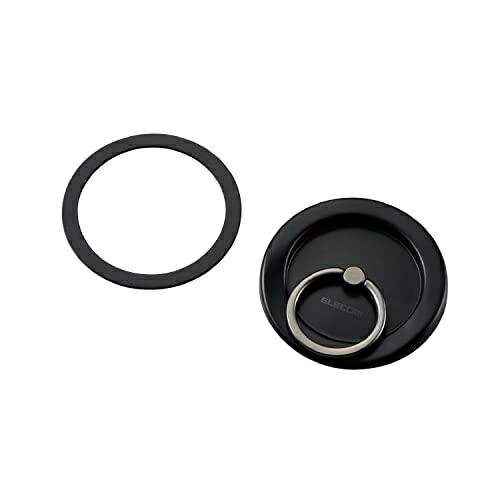 ELECOM Smartphone Ring Magnet Drop Prevention Flat Metal Plate Included [For iPhone/Android devices not compatible with MagSafe] MAGKEEP Series Black P-STRMKPFBK