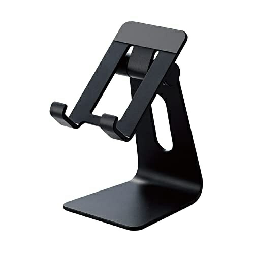 ELECOM Smartphone Stand Desktop Aluminum Material Adjustable Angle Cable Hole Included Compatible with 4.6 to 6.9 Inches Black P-DSCHALBKN