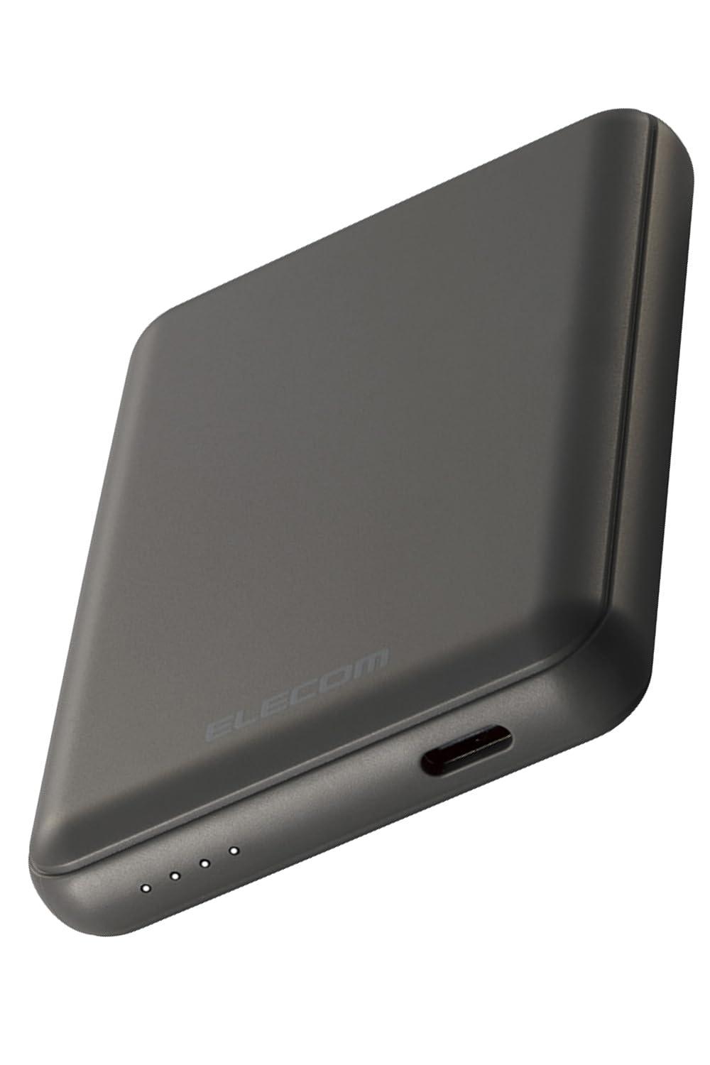 ELECOM Mobile Battery 15W 5000mAh Type-C 1 Port Input/Output Compact Lightweight Dark Gray DE-C48-5000DGY