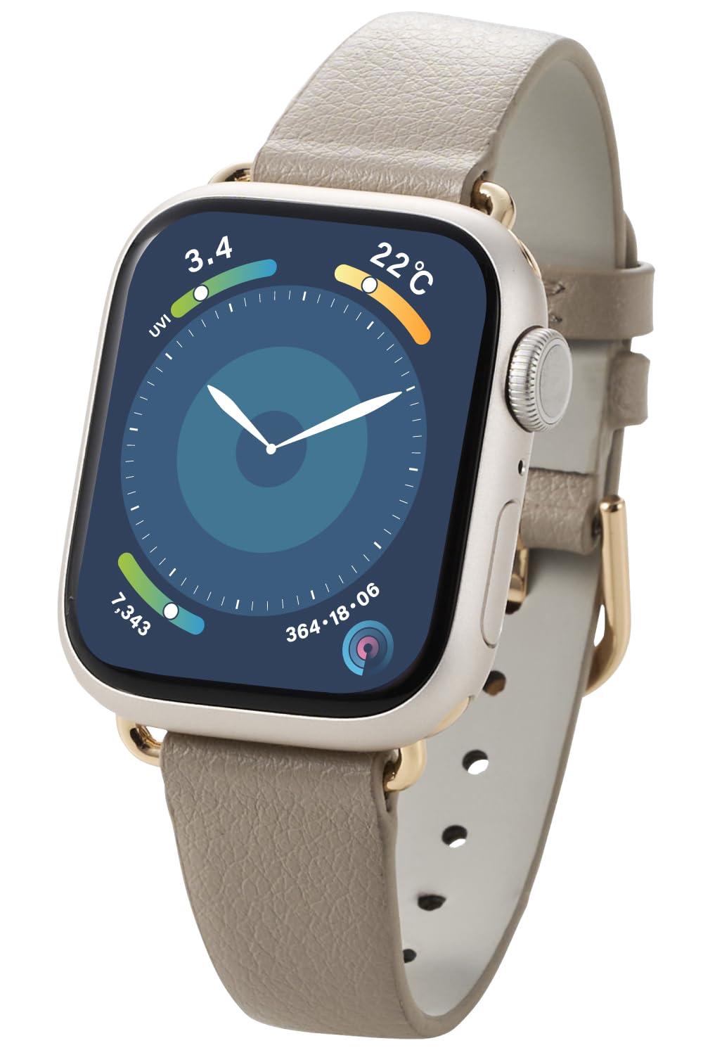 [ELECOM] Apple Watch Band for Watch 41mm, 40mm, 38mm Slim Type Soft Leather Greige AW-41BDLJGB