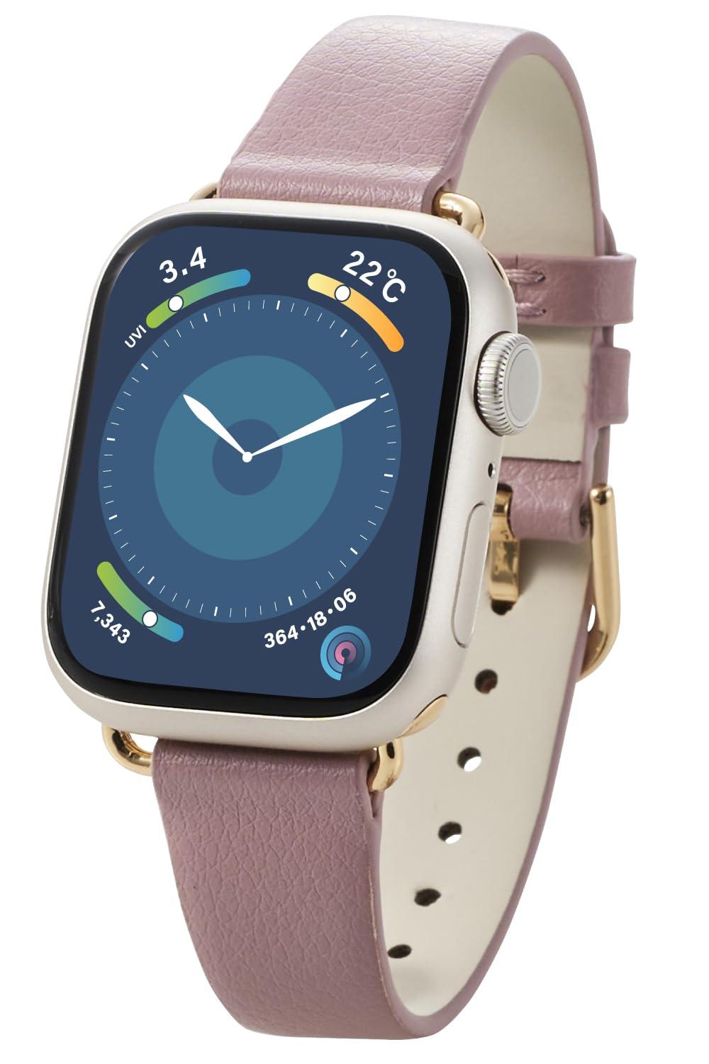 [ELECOM] Apple Watch Band for Watch 41mm, 40mm, 38mm Slim Type Soft Leather Ash Pink AW-41BDLJPN